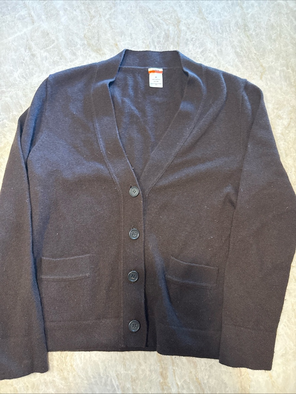 J Crew 100% Cashmere Cardigan Women's medium brown Patch Pockets